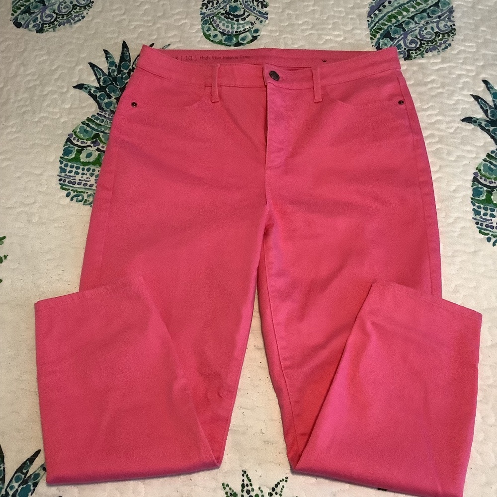 Talbots EUC Bright Pink High Rise Jegging Crop~10